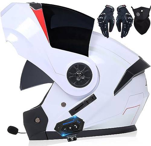 Letetexi Motorcycle Helmet Flip-Up Modular Helmets with Bluetooth,DOT/ECE Approved Helmet Full Face Motorbike Helmet Scooter Helmet Crash Helmet Double Anti-Fog Visors Ideal for Men Women