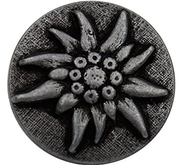 silber dunkel matt Metallknöpfe Knöpfe Metall Edelweiss Blume Blüte 15mm Trachten Trachtenjacke (6 Stück)