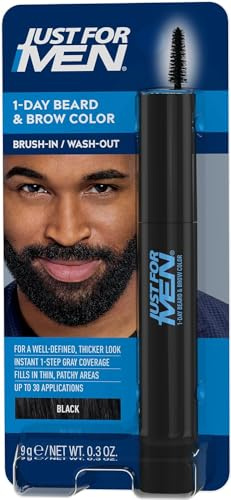 Just for Men 1-Tag-Bart- & Augenbrauenfarbe, Bart und Augenbrauen Männer, Temporäre Farbe, Für Ein Volleres, Gut Definiertes Aussehen, Bis Zu 30 Anwendungen, Schwarz