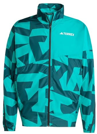 adidas Men's Terrex Multi Printed Wind Jacket, Pure Teal/Aurora Ivy, S
