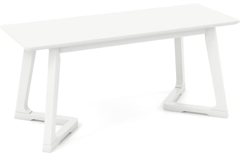 Giantex Entryway Bench, 42β Long Dining Bench with Rubber Wood Triangular Legs, 16β Wide Seat, 350 Lbs Capacity, Living Room, Bedroom, Hallway, Kitchen, White