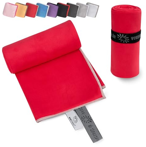 Wowtowelz kompaktes Mikrofaser Handtuch, Reisehandtuch, Sport- Fitnesshandtuch, Strand- Badetuch, leicht u. schnelltrocknend, (Rot, 145 x 70 cm)