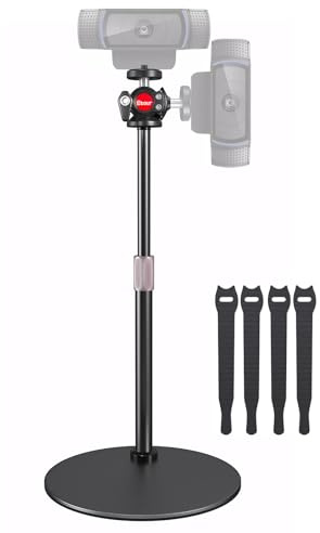 Etour Support de bureau pour webcam avec rotule à 360°, base lourde réglable en hauteur, compatible avec webcam Logitech C920 C922 Brio 4K et autres webcam avec filetage 6,35 mm pour diffusion en