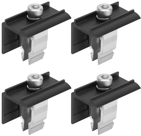 Solar Panel Montageschienen 4 Stück - Aluminiumlegierung, Korrosionsbeständiges Design, Einfache Installation für Netz- und Off-Grid Systeme, Geeignet für 30-45mm Module, Endklemmen 30mm Schwarz