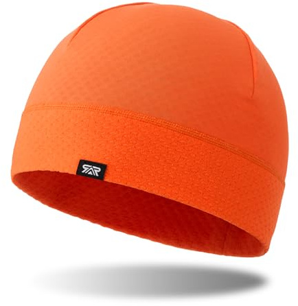 THINDUST Winter Thermal Skull Cap for Men Women - Warm ​Breathable Running Cycling Skiing Outdoor Helmet Liner Beanie Orange