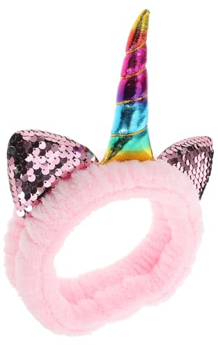 Hohopeti Bandeau de Soin Visage en Polaire Corail Licorne pour Femmes et Filles, Élastique et Extensible, Maquillage Nettoyage Visage
