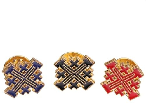 Stakee Insignia De Cruz De Jerusalén, 3 Piezas, Pin De Solapa, Pin Religioso para Sombrero, Bolso, Ropa Y Accesorios De Joyería.