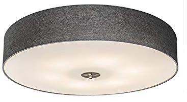 Qazqa - Modern Land Deckenleuchte I Deckenlampe I Lampe I Leuchte grau 70 cm - Trommel Jute I Wohnzimmer I Schlafzimmer - Textil Rund - LED geeignet E27