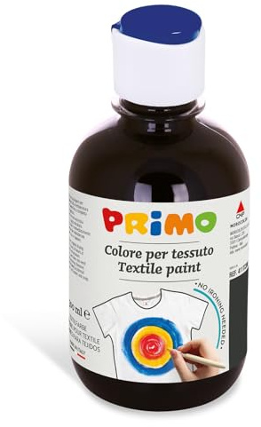 PRIMO Textilfärg | permanent tygfärg i 300 ml flaska med doseringslås | maskintvättbar | Airbrush förmåga (svart)