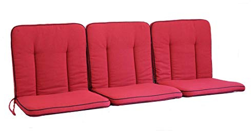 OUTLIV. Elegance Romeo 3-Sitzer Bankauflage, Hochwertiger Dralon-Bezug, hoher Sitzkomfort, Witterungsbeständig, Für Gartenmöbel, je 97x54x5 cm, Rot