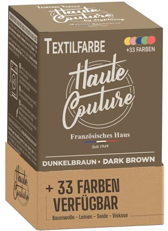 Tinte Textile Marrón – Haute Couture – 33 colores – Todo en uno – 350 g – Ropa y Tejidos – Marrón Oscuro