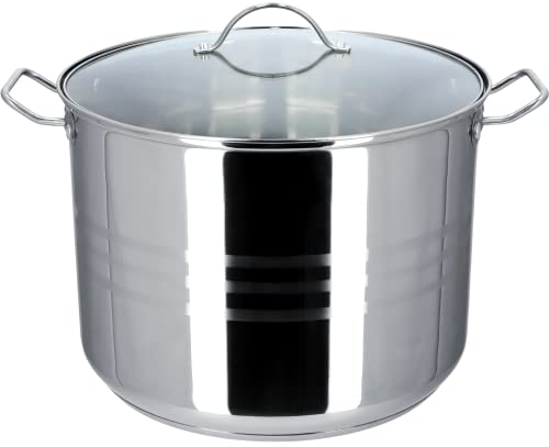 KADAX Pentola alta da 21 l, con coperchio, in acciaio inox, versatile, per tutti i piani cottura, per carne, verdure