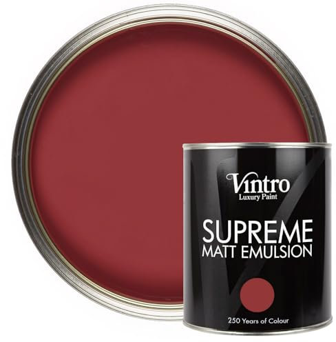 Vintro | Luxury Matt Emulsion | Red | Smooth Chalky Finish | Multi Surface Paint | for Walls, Ceilings, Wood and Metal | 1L (Deep Red - Mulberry)