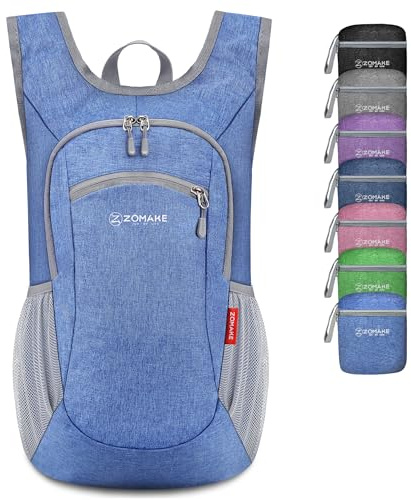 ZOMAKE Sac à Dos Ultra Léger 10 L,Mini Pliable Sac a Dos de Jour pour Voyage Randonnée pour Femme Homme Enfant(Bleu Foncé)