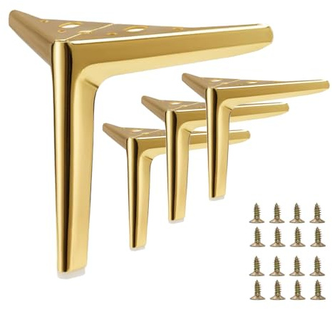 SWTOOL 6 Inch Gold Metal Furniture Legs Heavy Duty Triangle Furniture Feet DIY Modern Replacement Legs for Cabinet Sofa Couch Chair-Set of 4
