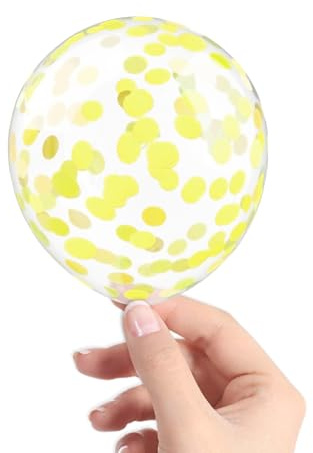 Yellow Confetti Balloons, 40 Pcs 5 Inch Clear Balloons with Confetti Inside for Birthday Party Graduation Engagement Cake Topper Decor Bridal Shower Baby Shower Decoration Supplies -Paper Confetti
