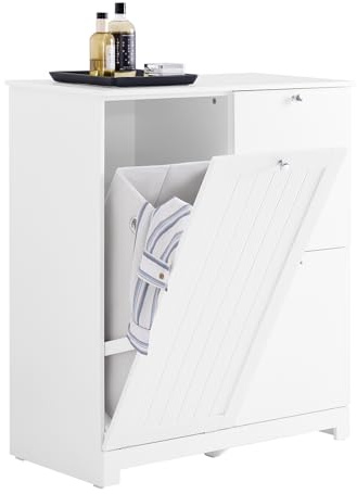SoBuy Mueble Baño Auxiliar con 3 Cestos de Ropa Armario Lavadero 78x38x90 cm para Ropa Sucia Cajonera Baño Blanca BZR213-W