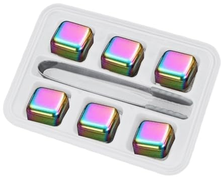 FACAILUO 4/6/8Pcs pietra di raffreddamento riutilizzabile e pinze refrigeratore per bevande per liquori cocktail succhi di raffreddamento in acciaio alimentare