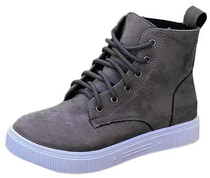 Generisch Chelsea Boots - Botas de invierno para mujer, tacón bajo, botines con cordones, botines impermeables, botines de invierno, gris, 37.5 EU