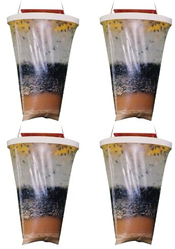 XPJBKC 4 stycken flugfällor för utomhusbruk, flugfälla med mat, flugfälla inomhus, flugfälla utomhus, för myggor, utomhus, inomhus, trädgård, hem, kök