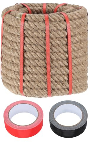 QUARKZMAN Jute rep 1 tum x 66 ft, tjockt naturligt tjockt tjockt rep med 2 band för hantverk ramp docka skytte rep nautisk gungor landskap förändring