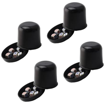Veemoon 4 Juegos de Vaso de Vaso de Dados Negro Grueso con Base Resistente a Roturas Copa de Dados Antitrampas para Bar y Juego Divertido en Ktv