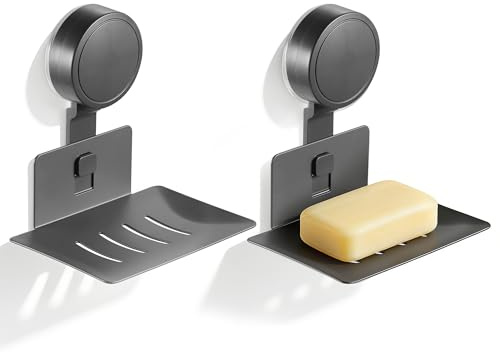 Zocipro Jabonera de Succión para Baño y Ducha, Soporte para Jabón y Esponja con Ventosa Fuerte, Instalación sin Taladro, Capacidad Máx. 3 kg, para Bañera, Lavabo y Pared