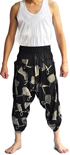 Siam Trendy Men's Japanese Style Pants Hakama Hakama Pants Japanese Black