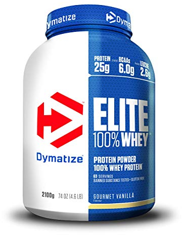 Dymatize Elite Whey Gourmet Vanilla 2,1Kg - High Protein Low Sugar Pulver + Whey Protein und BCAAs