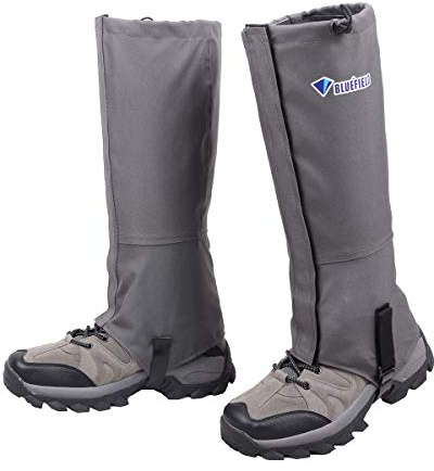 Azarxis Polainas de Senderismo Impermeable 1 Par Transpirable Polainas de Nieve para Trekking Caza Esquí Montaña al Aire Libre (Gris Oscuro, XL)