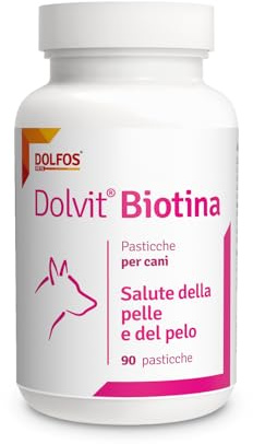 Dolfos - Dolvit Biotina 90. Allattamento, pelle e pelo del cane. 90pz Dolfos Dolvit Biotina - Integratore per il pelo e la Pelle del Cane - Cura la perdita del pelo - Favorisce la lucidità
