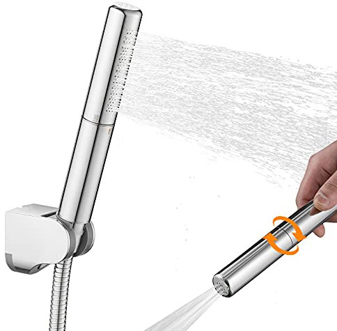 BESy 2-in-1 Water Saving Handheld Shower Head, High-Pressure Water-Saving Brass with 7 Inch Large Head, 59 Inch Hose and Bracket, Universal Powerful Bathroom Shower Head Set, Chrome Finish