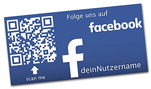 Social Media Aufkleber mit QR Code Link für Firmen Unternehmen Marken Sticker personalisiert für Auto Bus Schaufenster Theke Marketing Werbung (02 Facebook, Eckig)