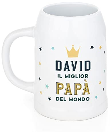 GIFART Boccale Birra Personalizzato con Foto e Testo - Bicchiere Birra 500 ml Personalizzabile Varie Tipologie - Idea Regalo Festa del Papà, Nonno, Compleanno, Natale (Moderno, liscio)