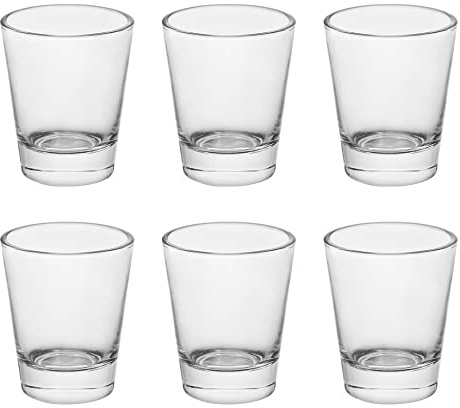 BTGLLAS Heavy Base Shot Glasses, 1.5 oz Sets of Clear Shot Glass (6 Pack), Measuring Cup for Espresso, Liquid, and Wine - Heavy Glass (Glass, 6Pack)