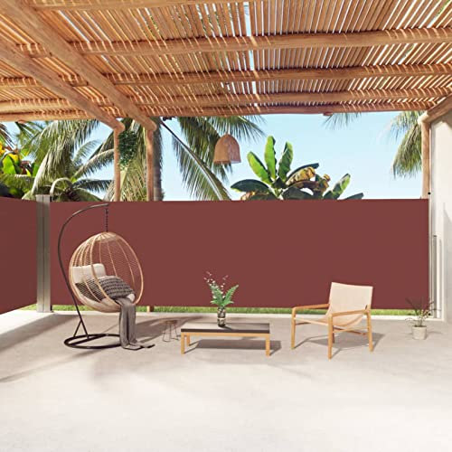 ARKEM Seitenmarkise Ausziehbar Braun 180x1000 cm Seitenwandmarkise ausziehbar Blickdicht Windschutz Sonnenschutz, Seitenrollo Markise