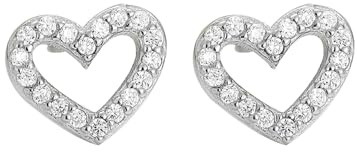 Hmzidz Bonitos Pendientes Corazón para Mujer,Pendientes de Botón Plata con Circonitas,Aretes de Plata Ley 925 para Niña,Pendientes Piercing,Hipoalergenicos Pendientes Elegantes para Fiesta