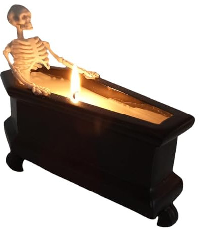 Halloween Skelett Kerze, Totenkopf Bad Design Kerzenständer Kerze, Dekoration Vintage Gothic Dekoration, Skelett Design mit Milchbad für Wände, Tische, Regale, Schränke, Schreibtische, Kamine