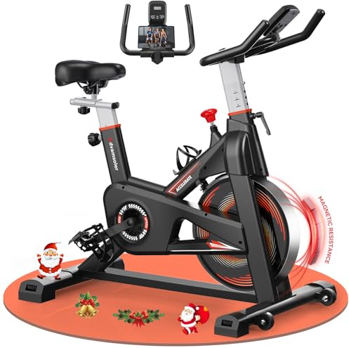 Advamsoler Bicicleta estática con resistencia magnética, ergómetro para entrenamiento en casa, con monitor LCD, soporte para tableta, para entrenamiento cardiovascular, soporta 160 kg