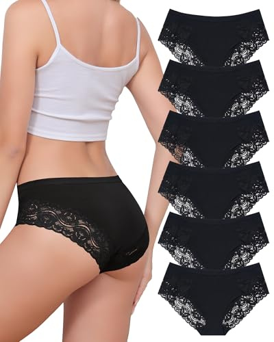 Aijolen Mutande da Donna in Pizzo Cotone Slip Intimo Donna Comodo Hipster Vita Media Panties Traspirante Morbido Confezione Multipla