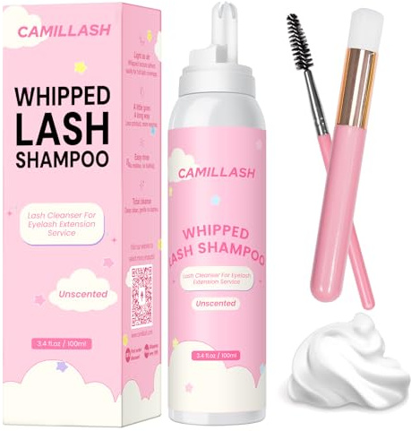 Whipped Lash Cream Shampoo Unscented Foam Cleanser | 100ml Eyelash Extension Cleaning Bath Kit | Salon&Home Use