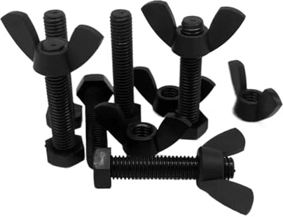 Générique 2 à 50 pièces M3 M4 M5 M6 M8 M10M12 boulon hexagonal extérieur en nylon noir écrou papillon ensembles DIN933 vis hexagonale externe écrou à oreilles combinaison(M8x60mm-10pcs)