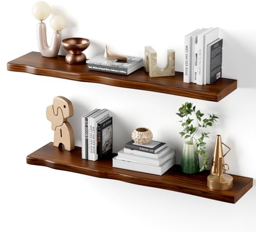 Avytronx Organic Wavy Edge Floating Shelves,Hidden Brackets,2 Pack 36 in