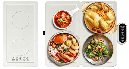 Kensbro Spleißbar Warmhalteplatte für Speisen, 300W Multifunktionaler Warmhaltematte, 50-120℃ Einstellbar, 8 Temperatureinstellungen &12-Stunden-Timer, Wärmeplatte Essen für den flachen Boden Geschirr