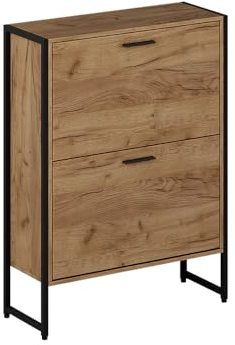 Vicco Shoe tipper Folda, Goldkraft oak/black, 63 x 83 cm with 2 tilting compartments
