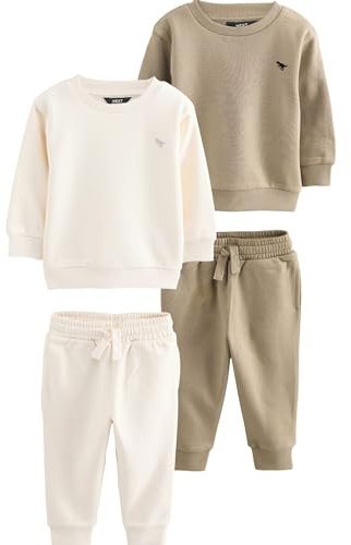 NEXT Ragazzo Confezione da 2 completi con felpa e pantaloni da jogging Off White/Cement 6 Anni-7 Anni