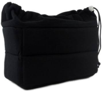 DremFreo Insert Sac Photo Rembourré pour Appareil Photo Organiseur avec Séparateurs Protection Reflex/Hybride 26 x 12 x 17 cm (Noir - Cordon de Serrage)