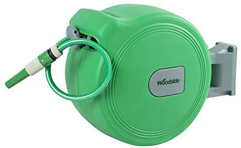 Woodside 30m Auto Rewind Retractable Wall Mounted Garden Hose Reel