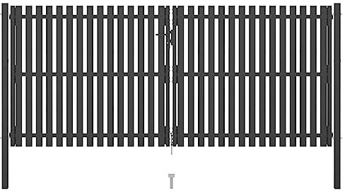 vidaXL Gartentor Gartentür Zauntor Hoftor Gartenpforte Hoftür Zauntür Pforte Gartenzaun Tor Tür Doppeltor Einfahrtstor Stahl 4x2m Anthrazit