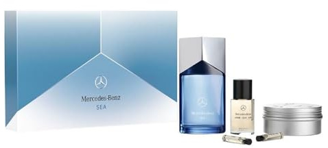 Coffret Cadeau Mercedes-Benz Sea LSA - Ensemble de Cologne pour Hommes - Huile Capillaire, Gel Douche, Parfums pour Hommes - 5 Pièces